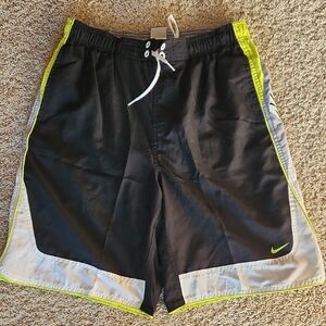 Nike Black and Lime Green Sports Shorts